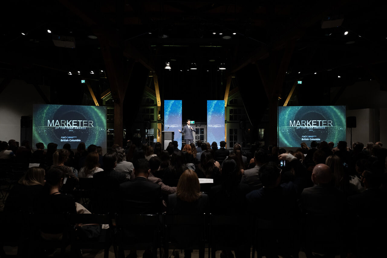 Marketer of the Year Awards 2025 stage at the British Columbia American Marketing Association ceremony in Vancouver