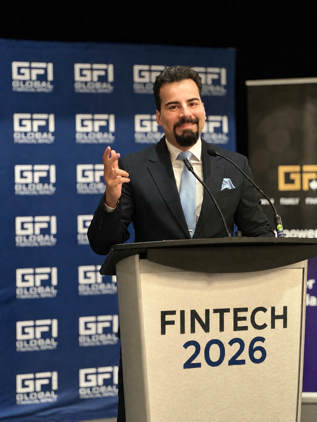Dana Bina speaking at FinTech 2026 Canada on AI marketing and financial innovation